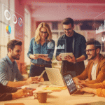 Modern digital marketing workspace