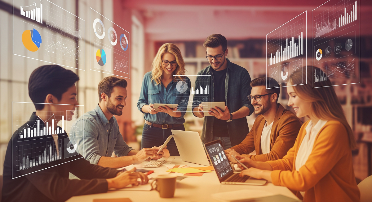 Modern digital marketing workspace